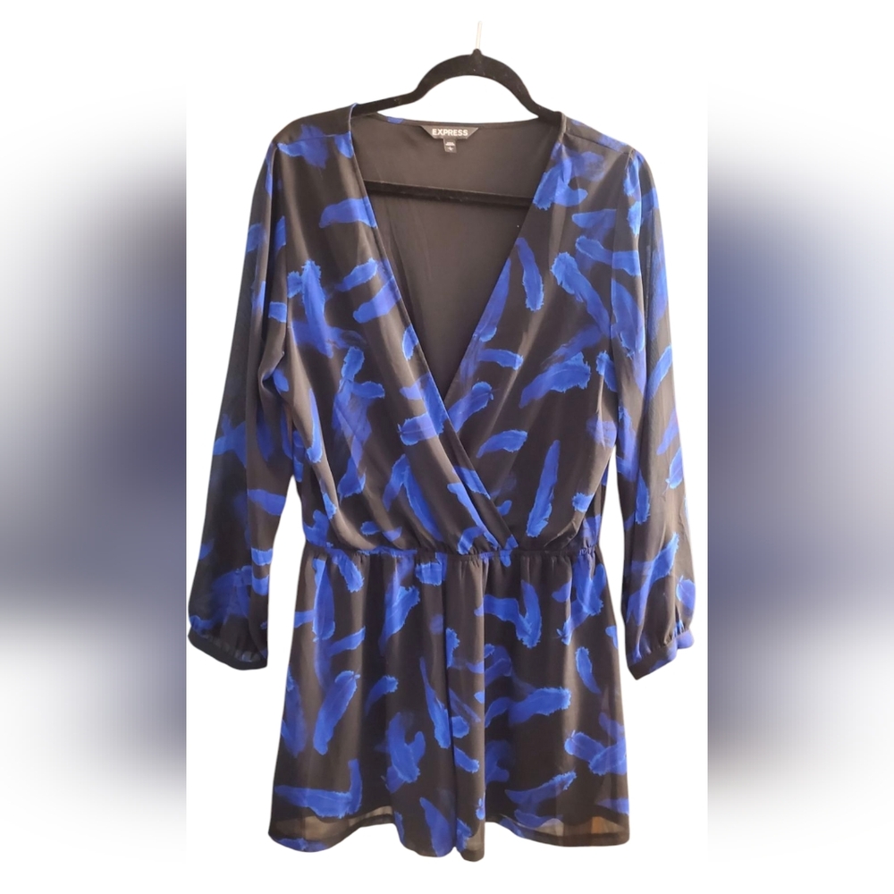 Express Black and Blue Romper Dress